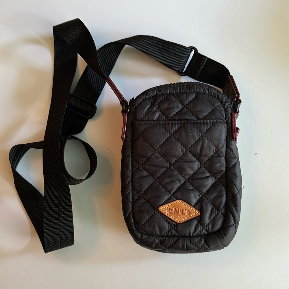 MZ Wallace Metro Quilted Crossbody Bag Small Mini Black Handbag Travel